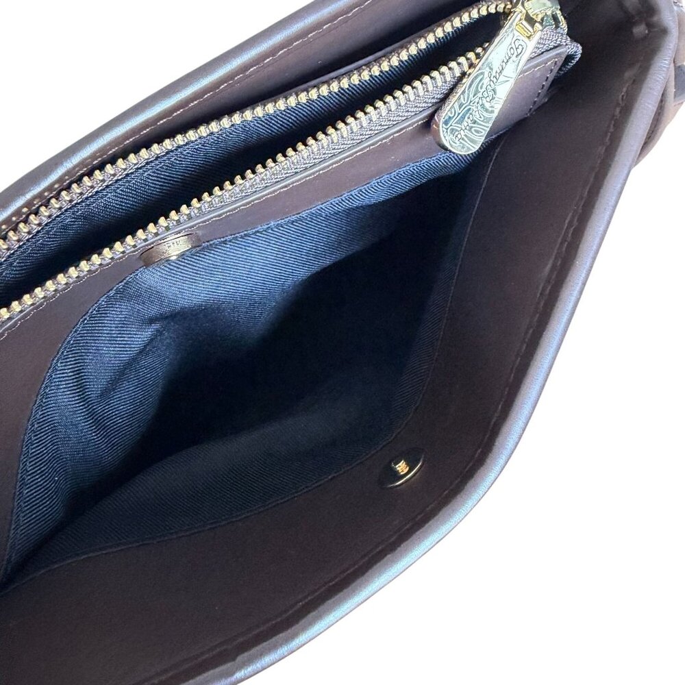 Tommy Bahama Floral Crossbody Bag Embroidered Blue Pink Brown Leather Strap - Picture 5 of 11